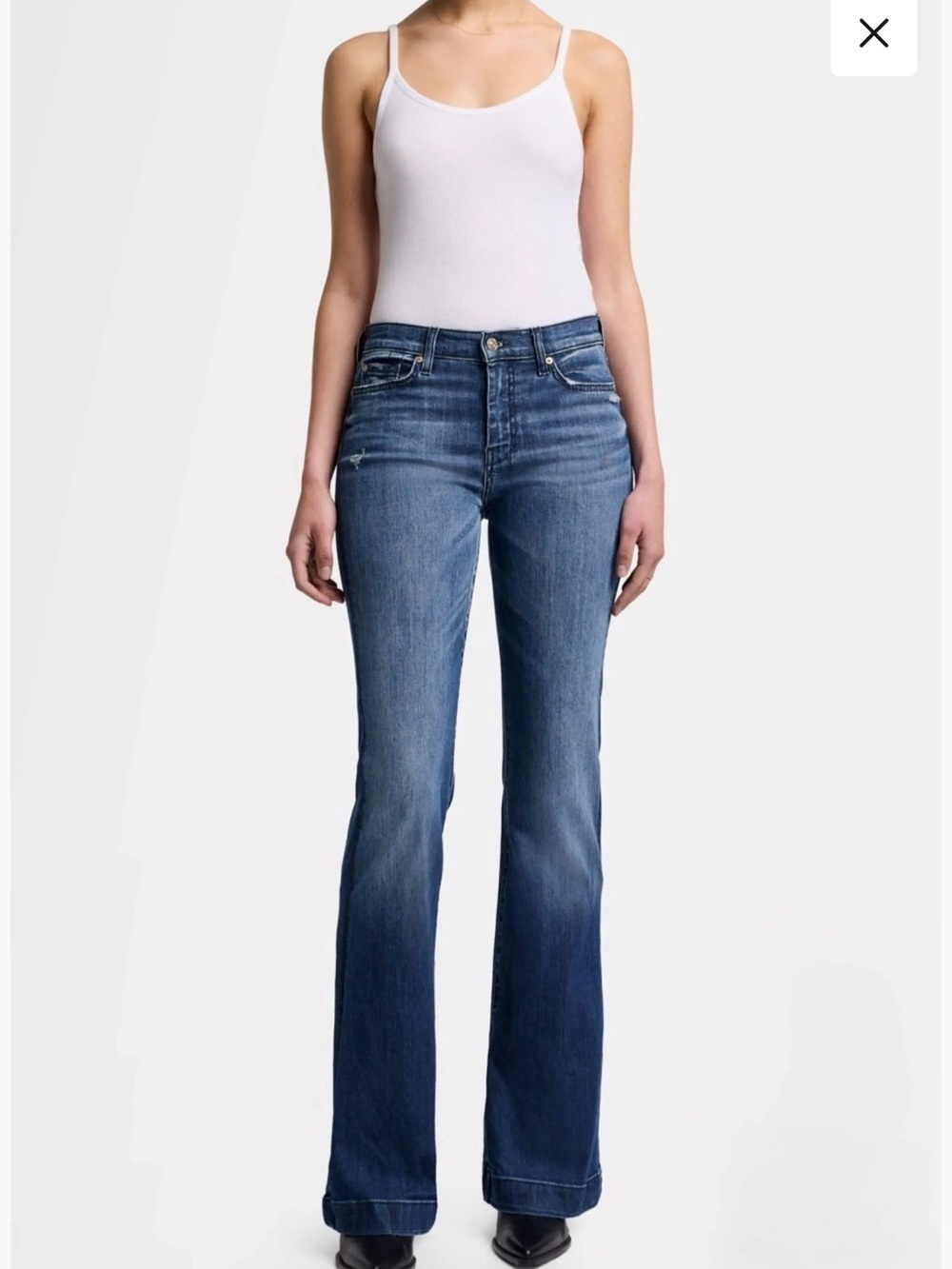 7 For All Mankind Dojo Original Trouser Flare Jeans Stretch Medium Wash Women 29